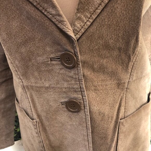 Vintage Y2K Suede Leather Blazer Coat Camel Brown M - Picture 6 of 16